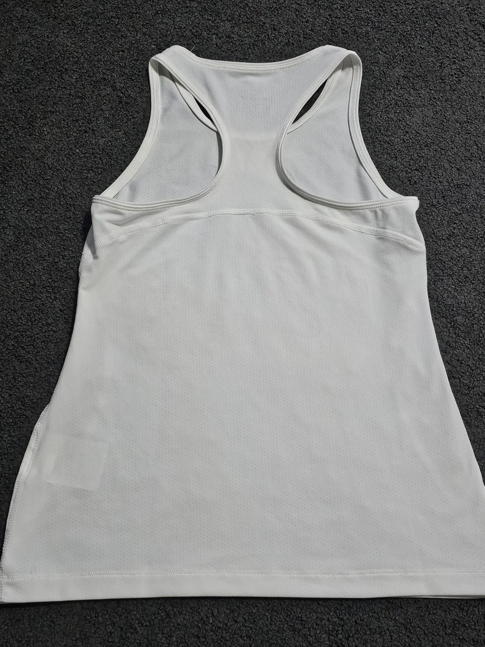 Nike White Dri-FIT Racerback Tank with Black Swoosh Girls Size M